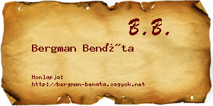Bergman Benáta névjegykártya